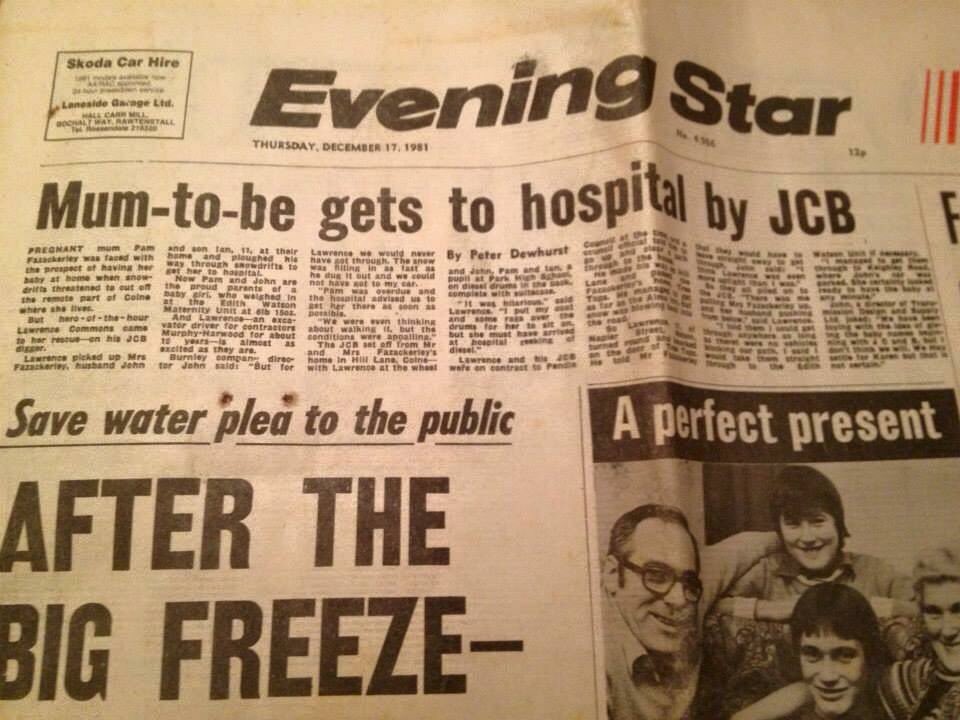 KarenFaz's tweet photo. Trying to attempt this as I've seen it done on social media. If it wasn't for this man in the article I may not be here so I'm #tryingtofind him. He's called Lawrence Commons, he lived in #Nelson and drove @JCBmachines for a living. And yep ⬇️ baby was me! 😂 https://t.co/5tRls9jigZ