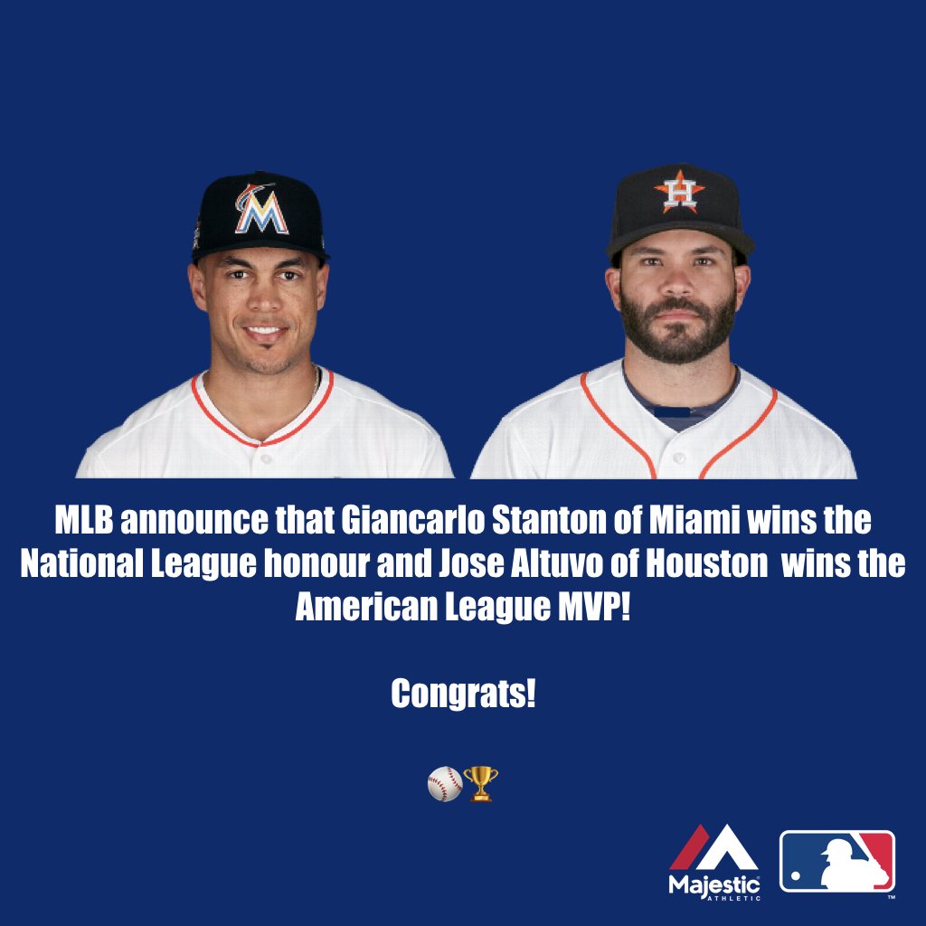 Congrats, fellas! 🏆 

<a href="/Giancarlo818/">Giancarlo Stanton</a> &amp; <a href="/JoseAltuve27/">Jose Altuve</a> ⚾️

#MajorPlayers