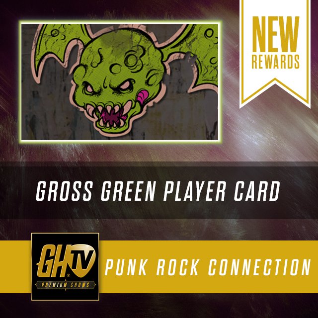 GuitarHero's tweet image. This week in GHTV: Place first in the Punk Rock Connection Premium Show and win the Gross Green Player Card!
