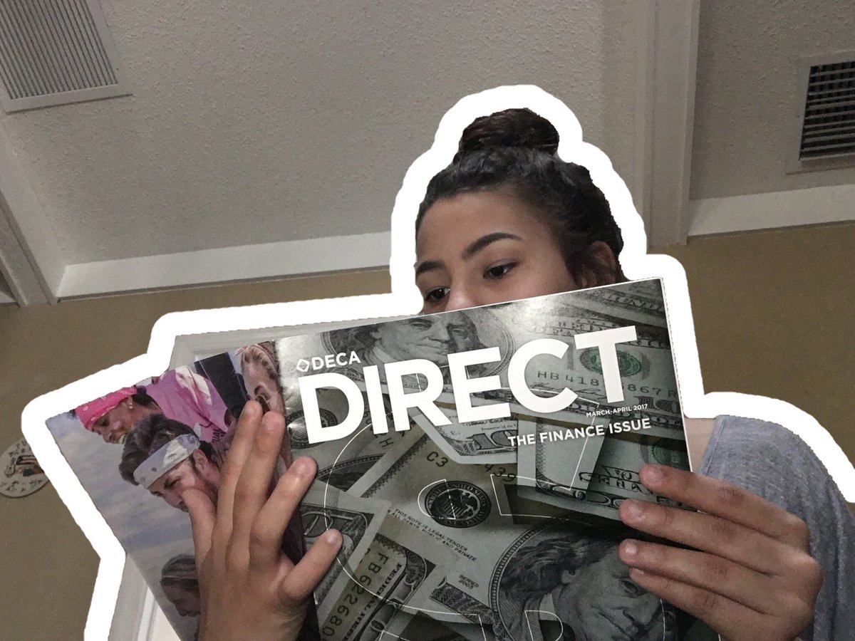 LymanDECA's tweet photo. Day 22: Co- President Alyssa Zayas reading the finance issue of DECA Direct π #DECAMonth #decamonthchallenge #limitless https://t.co/CUEBhdlAYN