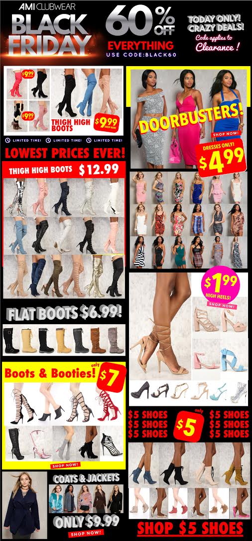 Black Friday Starts Now With 60% Off Everything Plus $10 Thigh High Boots $5 Party Dresses $2 High Heels goo.gl/HZaxWf #amiclubwear #BlackFriday #blackfridaydeals #CyberMonday