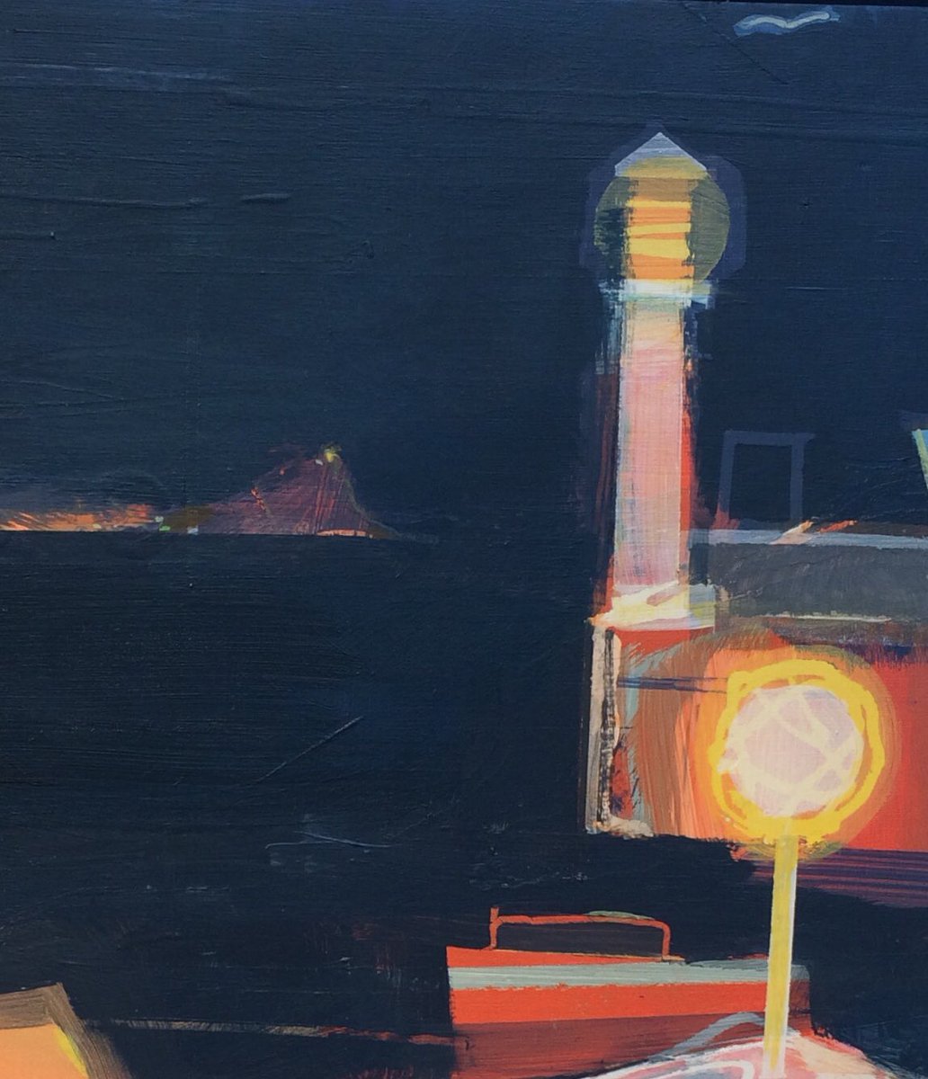 IllustratedLiv's tweet photo. Detail from Penzance Harbour at Night by local artist Alasdair Lindsay on show at our city centre gallery space The Atrium Gallery Truro #atriumgallery #Truro TR1 2QD. 01872273631 https://t.co/0Y1TQ1JB2t