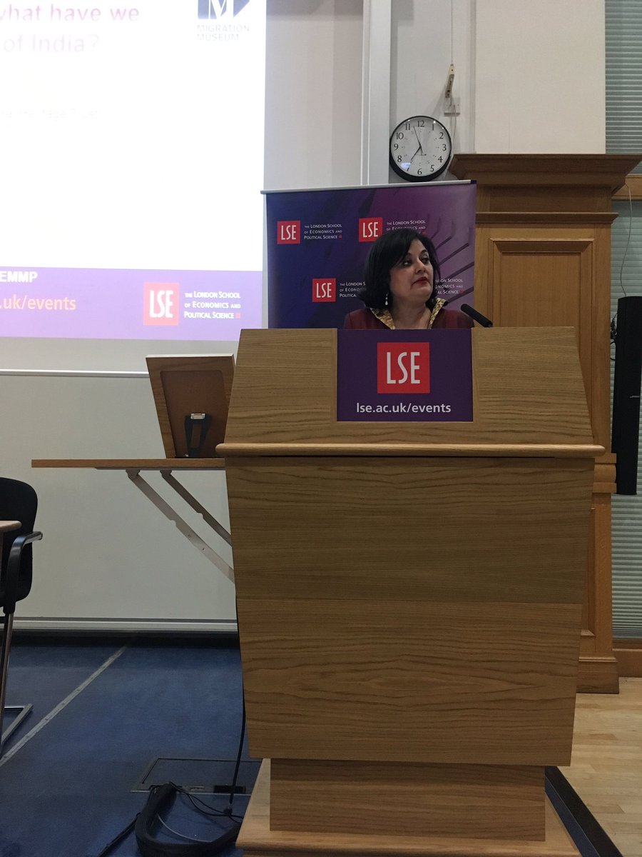 MigrationMuseum's tweet photo. 'Nobody has yet to value the mental trauma caused by #Partition. What people went through was so traumatic.' - @kishwardesai delivering #LSEMMP lecture @LSEpublicevents https://t.co/d0oQPchFVL
