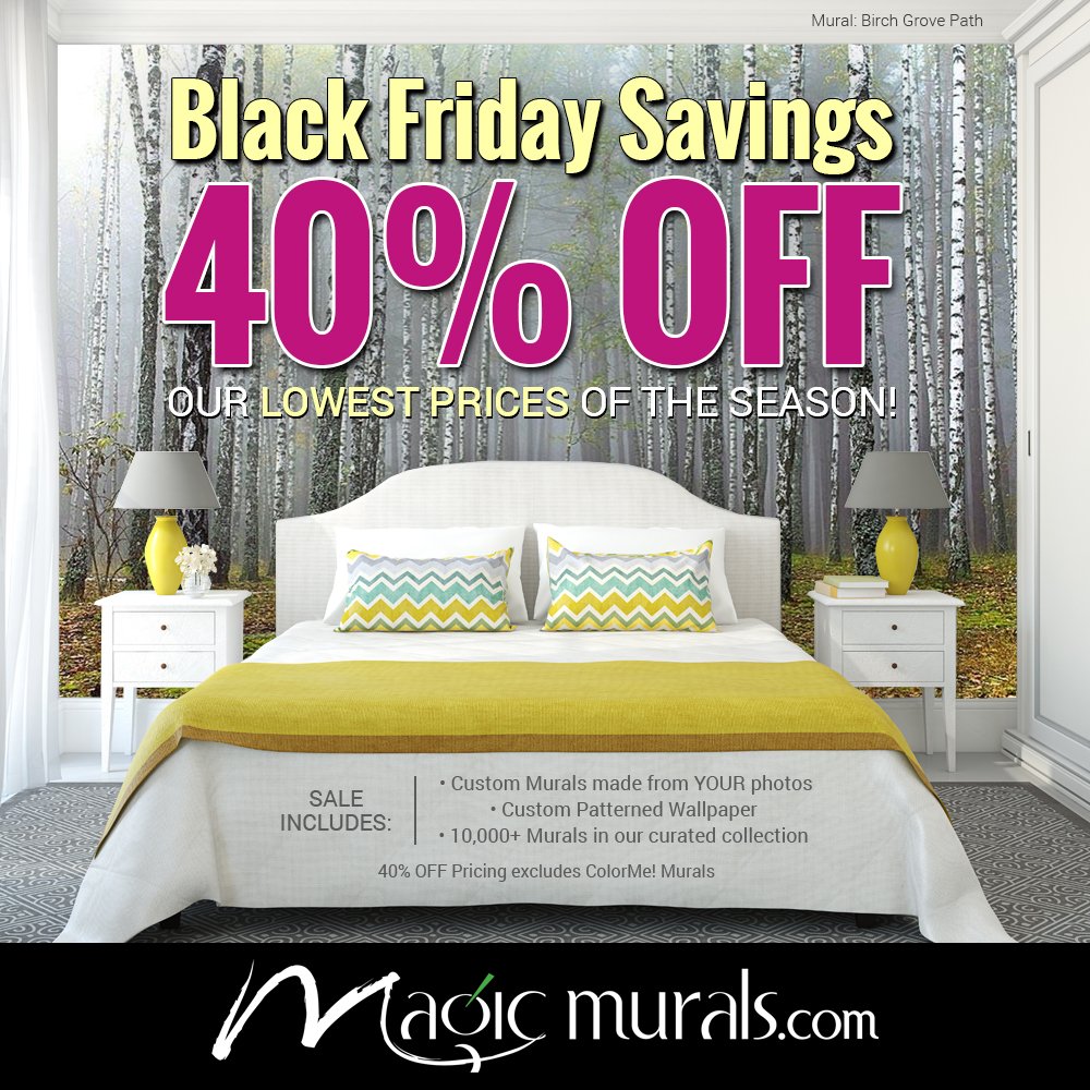 magicmurals's tweet photo. Save 40% Off Wallpaper & Wall Murals at https://t.co/xvzde7ijWK during our biggest #BlackFriday Sale Ever! Includes custom murals made from your own photos and all murals in our collection of 12,000+ curated images.
#MagicMurals #HappyThanksgiving https://t.co/YUIGNllDN3