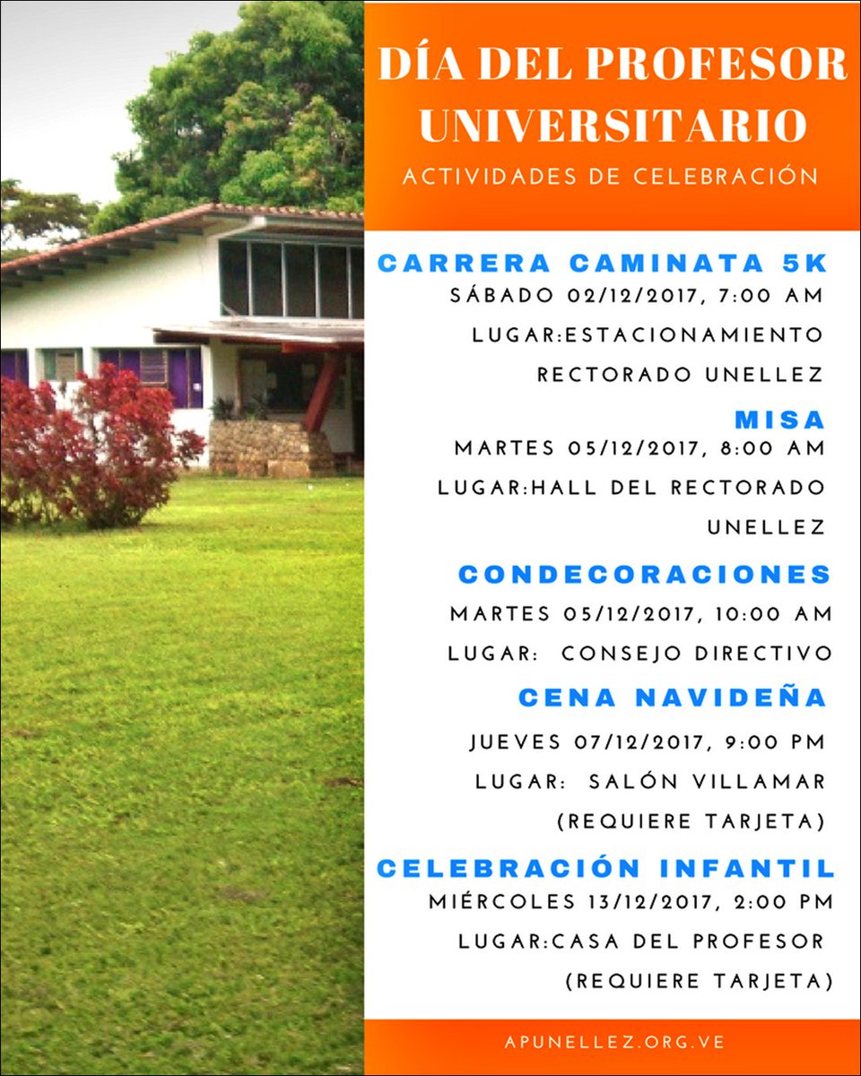APUNELLEZ invita a nuestros colegas agremiados a participar en las Actividades de celebración del  Día del Profesor Universitario.