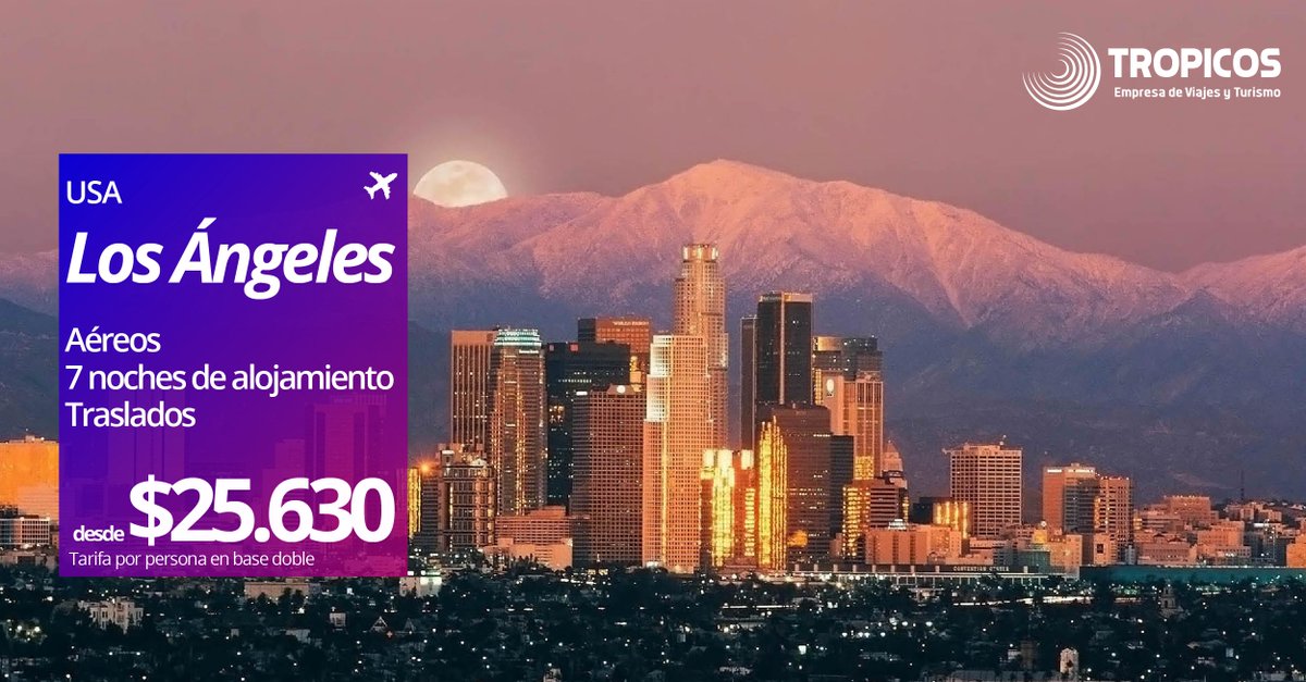 TropicosViajes's tweet photo. 🇺🇸 #PromoUSA 🇺🇸
Nos vamos a #LosAngeles, una ciudad de película! 🎬🌴 https://t.co/ZyoEbv6iFv