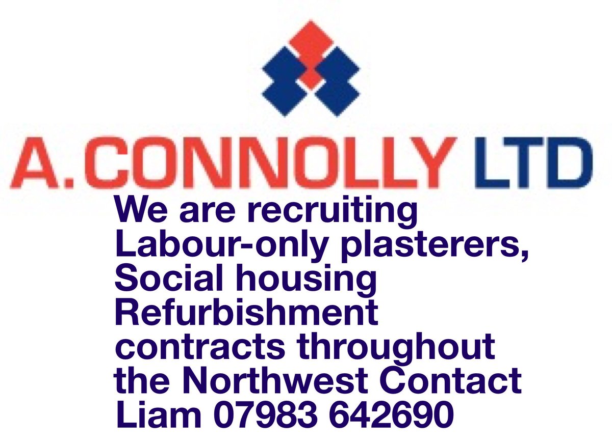 Connolly Ltd (@connollyltd) on Twitter photo We are #recruiting #plasterer #northwest please retweet or tag We are #recruiting #plasterer #northwest please retweet or tag