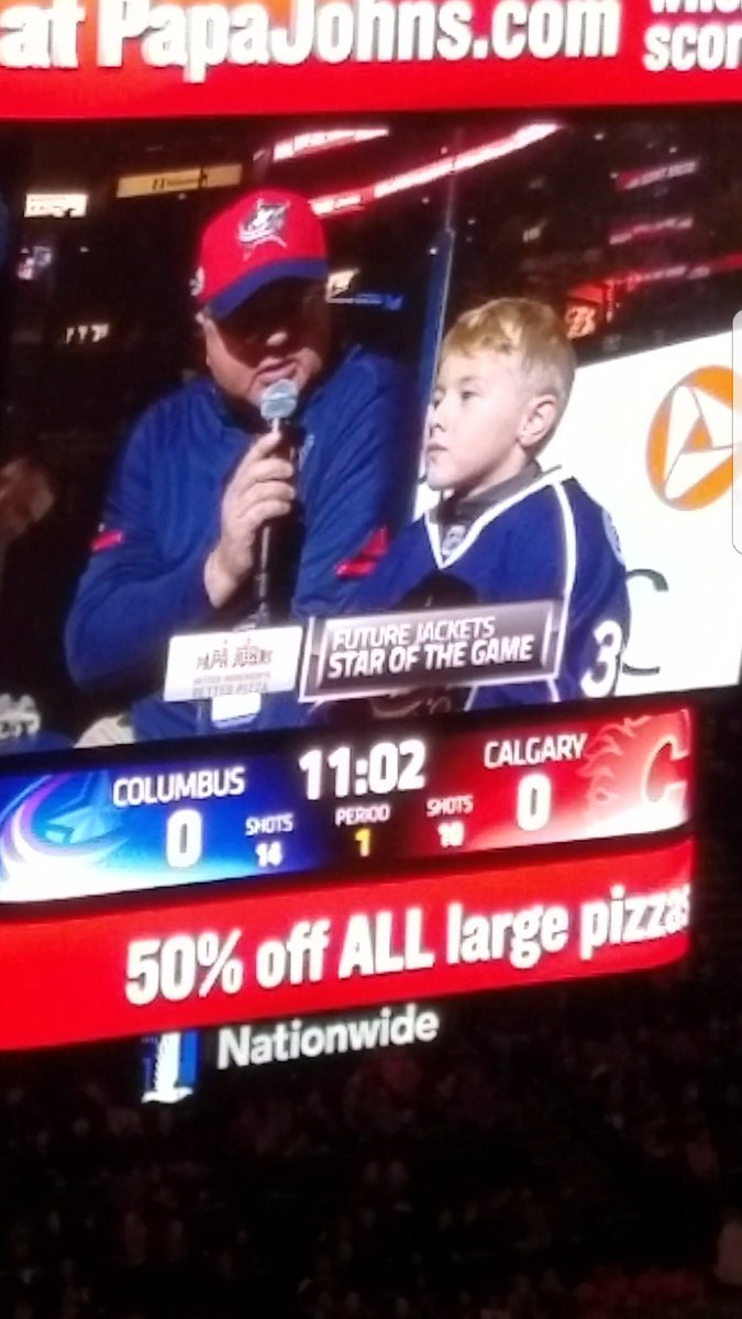 tsief5's tweet photo. Godson Reid got to play at intermission at Blue Jackets game. Scored only goal and interviewed on jumbo screen. #cbj #Awesome https://t.co/nYjwoeSqpl