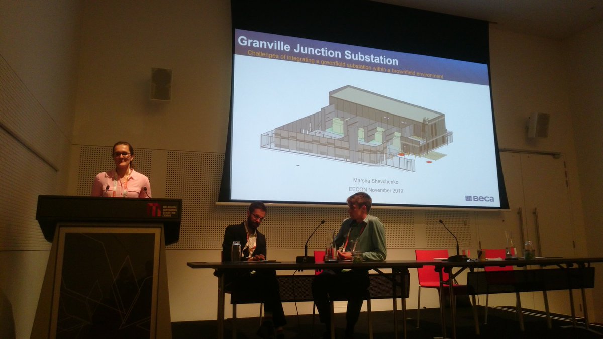 ElectricEnergyS's tweet photo. Marsha Shevchenko from @BecaGroup discussing the use of 3D design as part of the Granville Junction Substation project #EECON https://t.co/JZrAasv4EI