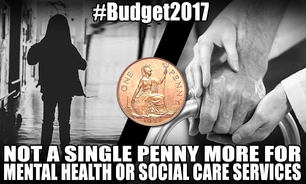 StrongerStabler's tweet photo. The Tories said they cared about mental health and they had a really rough ride over social care during the election. You would think that they would seek to solve both issues in #budget2017 - but no #NotASinglePenny #r4today https://t.co/Y0kUWAruHD