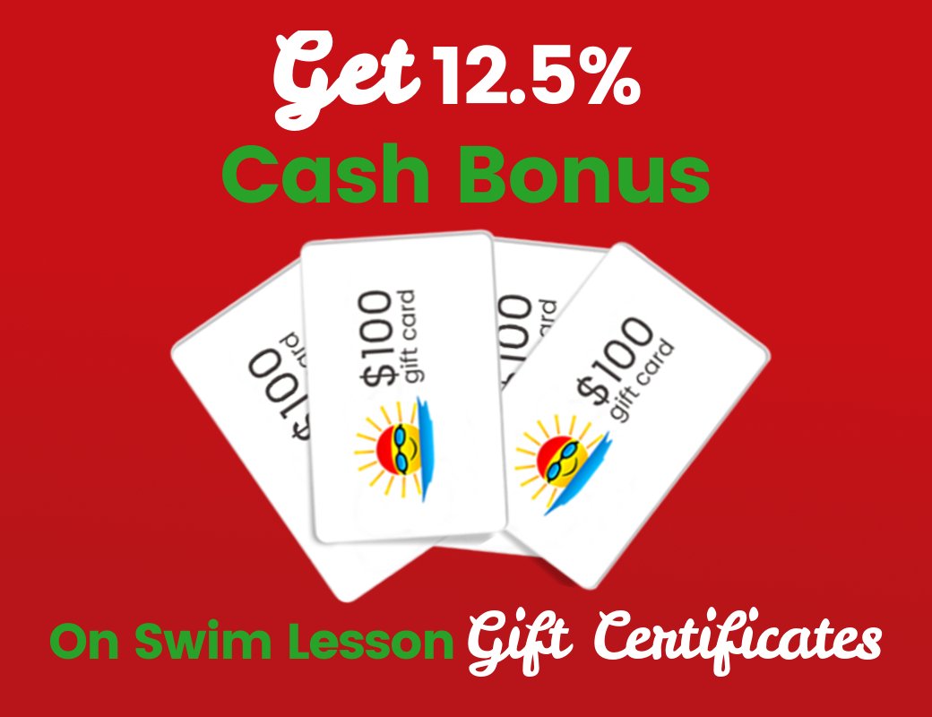 SunsationalSwim's tweet photo. Give the gift of swimming! Get 12.5% CASH BONUS on swim lesson gift certificates for a limited time only. Buy now, use anytime in the future! -> https://t.co/aOcQ1DSW2C https://t.co/99IysMeNnS
