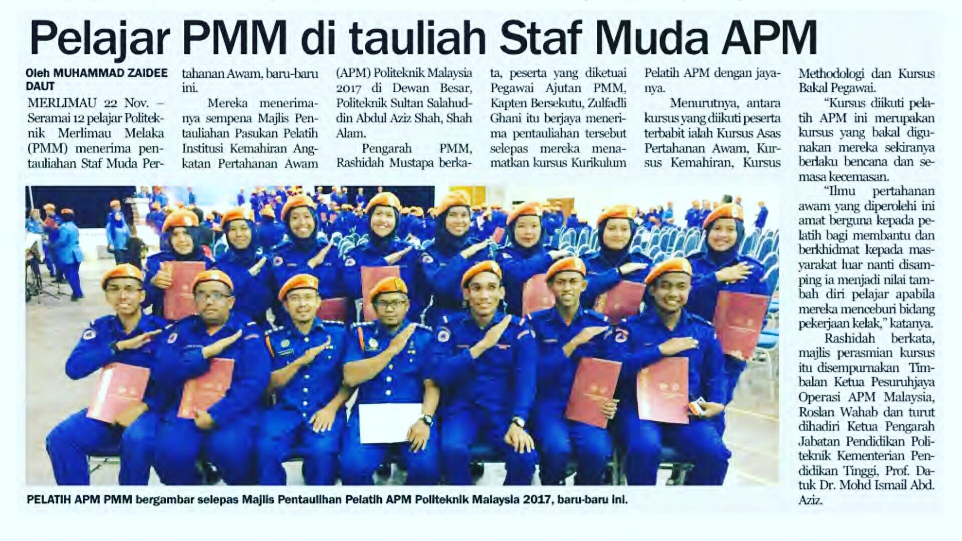 Politeknik Merlimau On Twitter Pelajar Pmm Ditauliah Staf Muda Apm Melaka Hari Ini 23 November 2017 Pmm X4x Negaraku Soaringupwards Https T Co Vmnhtd7xmv Twitter