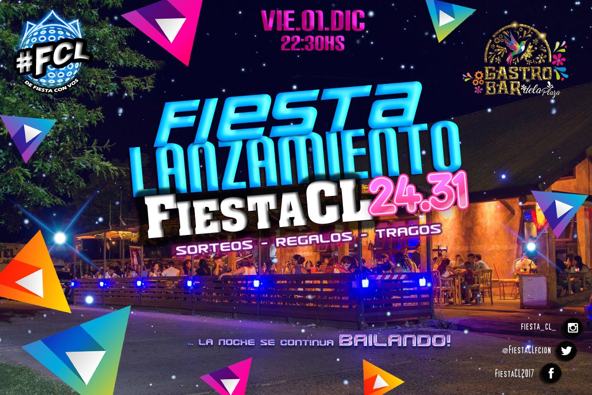 CL_group_fcion's tweet photo. 🔘 #RT🔃#Rt ↔Viernes 01❗#Presentación OFICIAL • 24&31• #FIESTA🆑 ❕🎉 #Gastro de la Plaza 😎 #Gorros de #REGALO🔝#Entradas✔ • #Tragos🍹• luego #BAILAMOS toda la NOCHE!!! #Queeee Exploteee 💣💣 #6añosMarcandotuEspacio #SomosTendencia #TeVamosASorprender😎 https://t.co/SN5Bg3pUaL