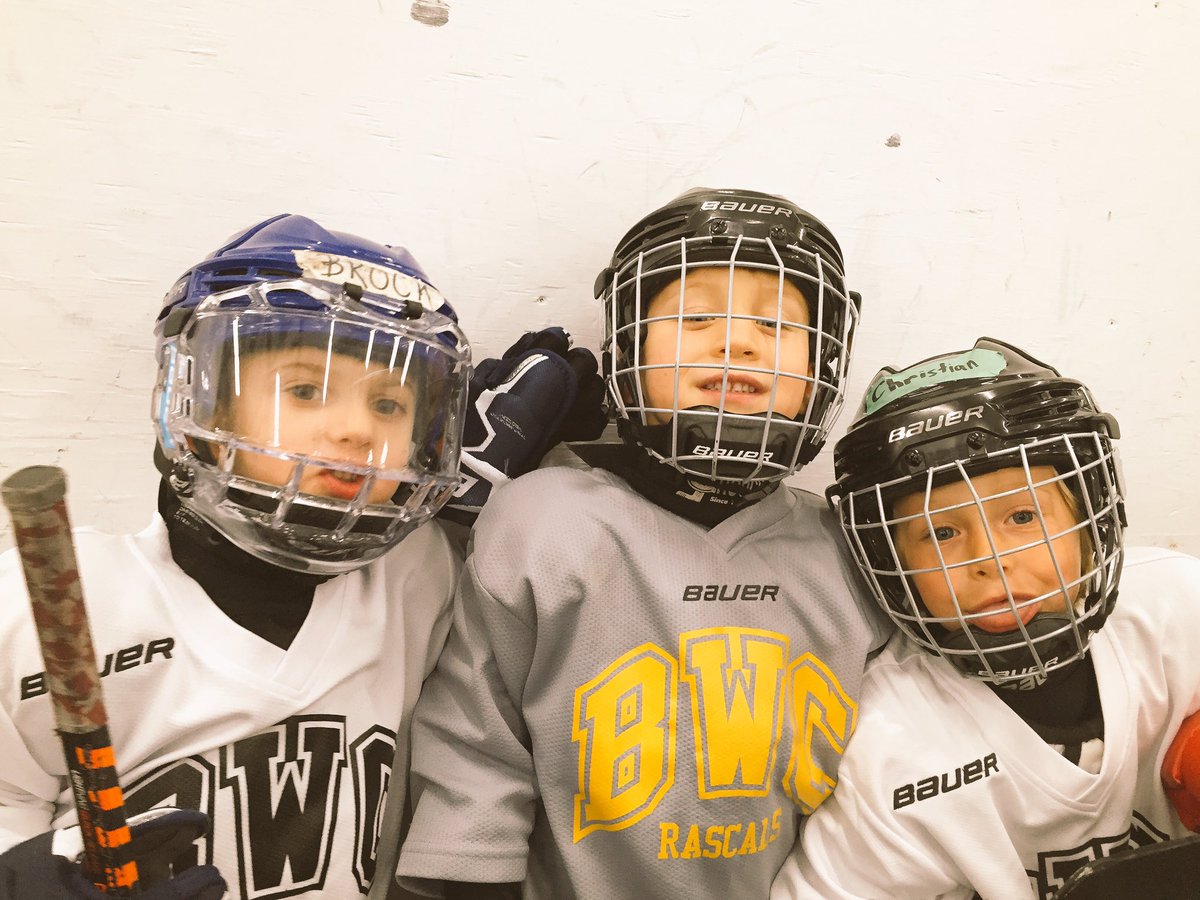 Three pals Nash Brock Christian getting ready for <a href="/bwchockey/">Burnaby Winter Club</a> Rascals with <a href="/insideedge_ht/">Inside Edge Hockey</a> #hockeylife #littlerascal