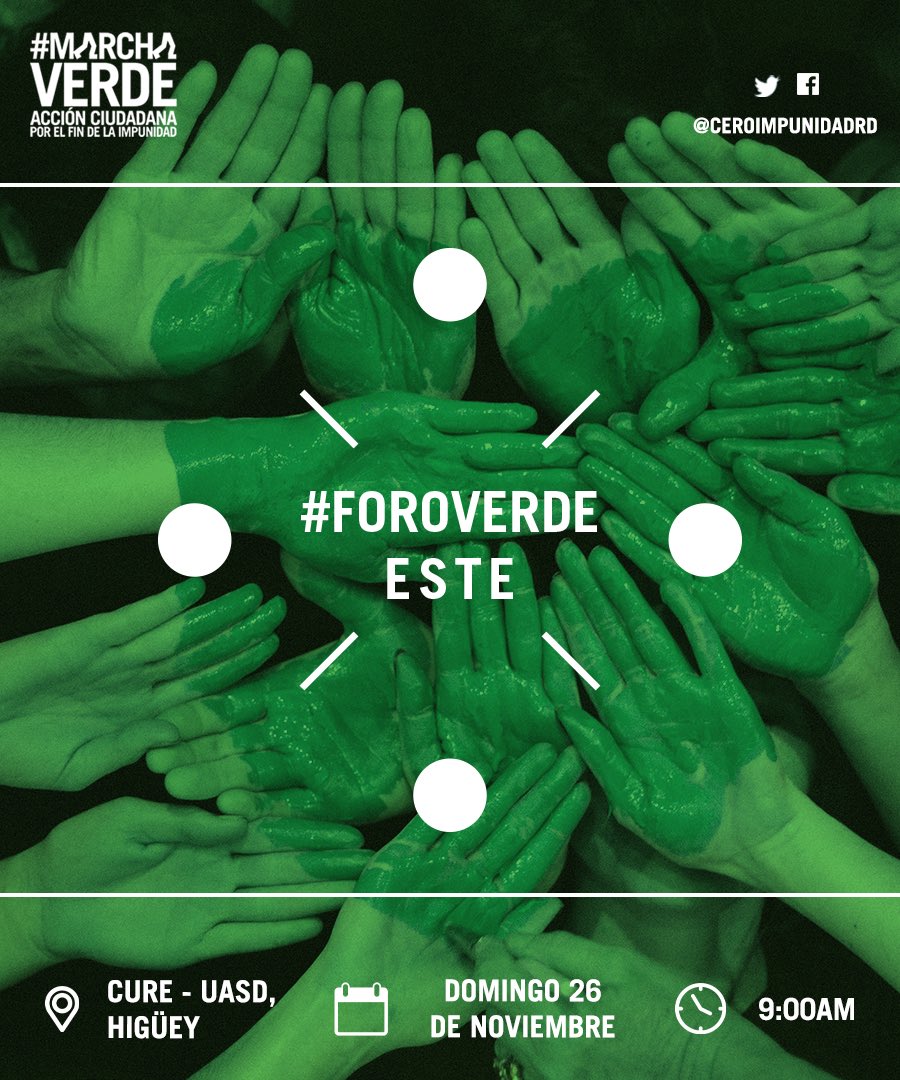 Si eres de la region Este acompañanos en el primero de los #ForosVerdes que será este domingo 26 de noviembre. #MarchaVerde #ProgramaVerde