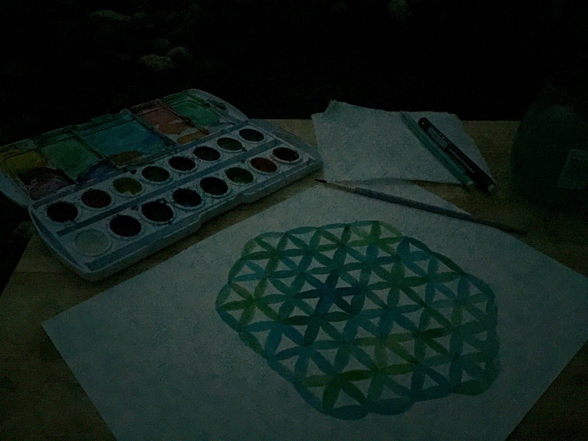 mnitz28's tweet photo. Finally painted outside &amp; the sunset was extra pretty! Before when sun was up &amp; after in the dark, painting by phone light #makevember https://t.co/5cYKNZmmKe