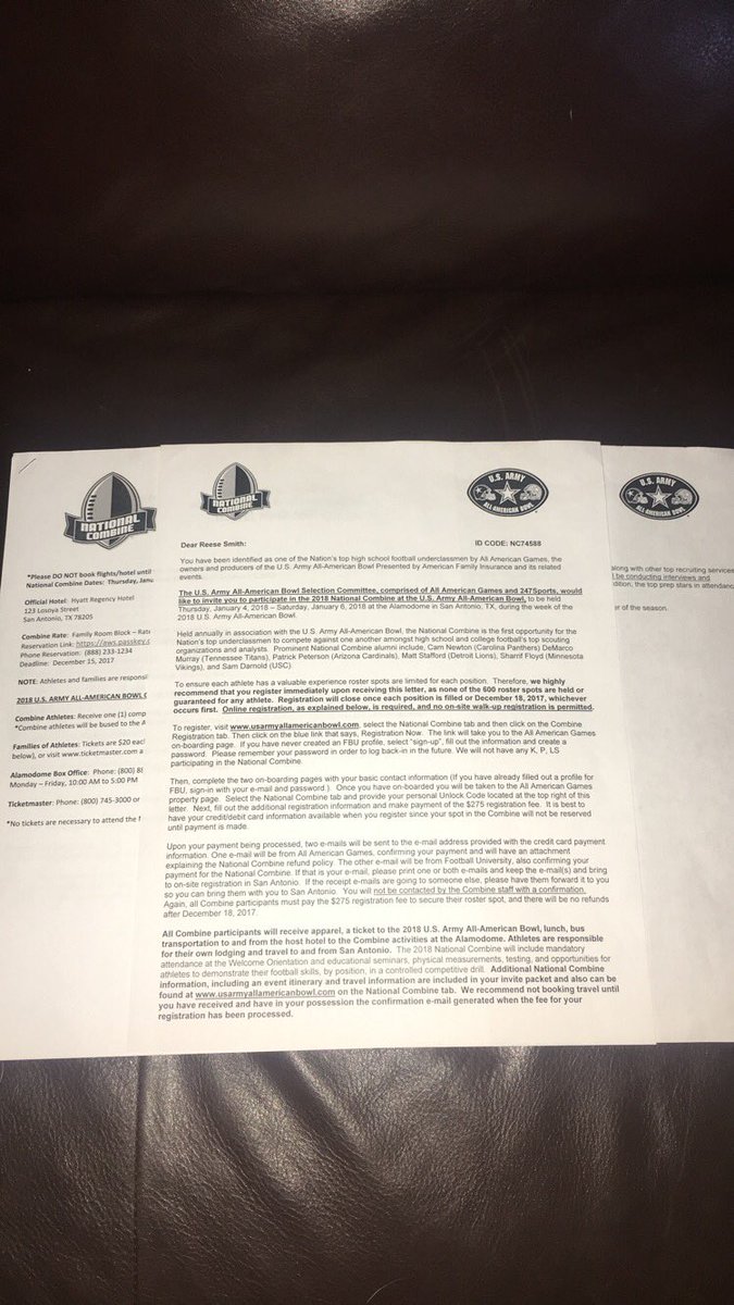 reesesmith_'s tweet photo. Honored to receive an invite to the U.S. Army National Combine! https://t.co/BD0C73Nn4T