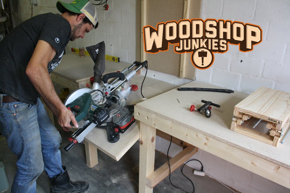 WoodworkJunkie's tweet photo. Built it! Optimizing a small shop on a budget. Folding miter saw table. #woodworking https://t.co/HfvYPx2AdX https://t.co/QDE0OYDoaT
