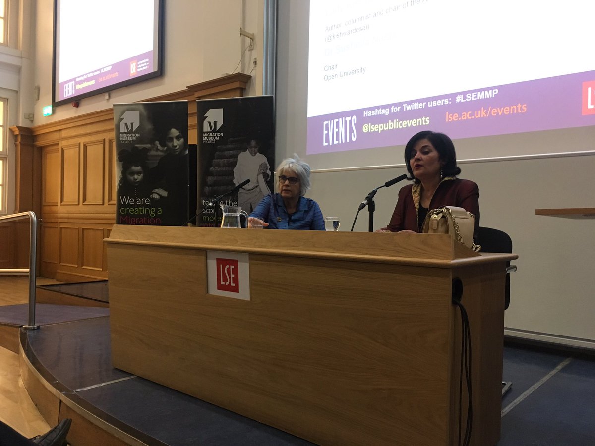 MigrationMuseum's tweet photo. Thanks to @kishwardesai for an inspiring #LSEMMP lecture on #partition, storytelling and the founding of @PartitionMuseum at @LSEpublicevents this evening. Thanks to @susheila_nasta for chairing. Podcast coming soon on our website. https://t.co/RUrEOYJr9t