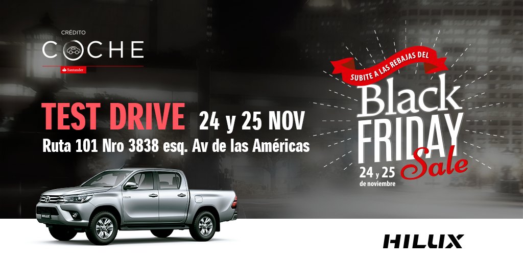 Subite a las rebajas del #BlackFriday y venite este 24 y 25 de Noviembre a participar de nuestro Test Drive. ¡Te esperamos!