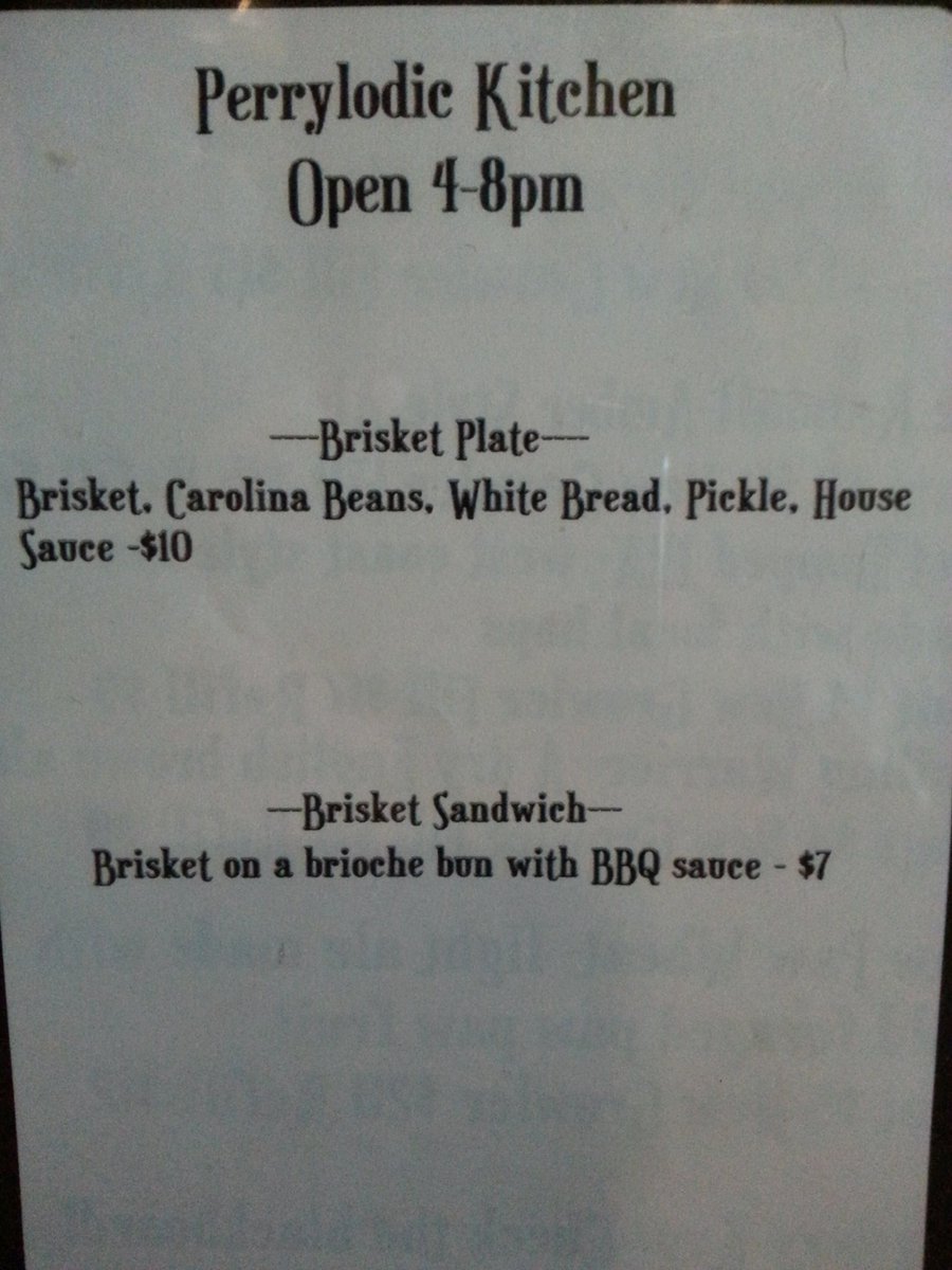 perrylodgic's tweet photo. Brisket tonight! Come on by for a pint, and some delicious Brisket! Kitchen open til 8, tap room open til 9. https://t.co/184au2TmsP