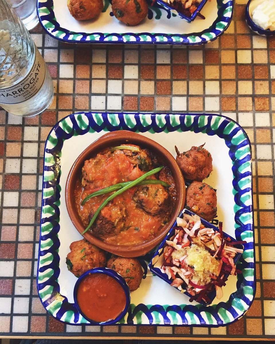 GlutenShe's tweet photo. The obsession with @ElPianoYork is REAL 🌱 back again today for ‘meat’balls, falafel &amp; a pingingly zingy beetroot salad. WHOLE restaurant is #glutenfree + #vegan. https://t.co/VXhJC1dmpi