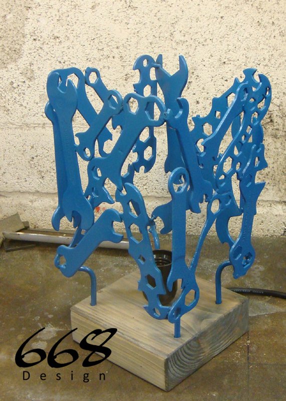 668_Design's tweet photo. A very cool vintage bicycle spanner lamp finished in classic French Blue. Looks just as great switched off as it does switched on.
#Vintage #Bicycle #Bike #Repurposed https://t.co/NNtgQcP9BR
