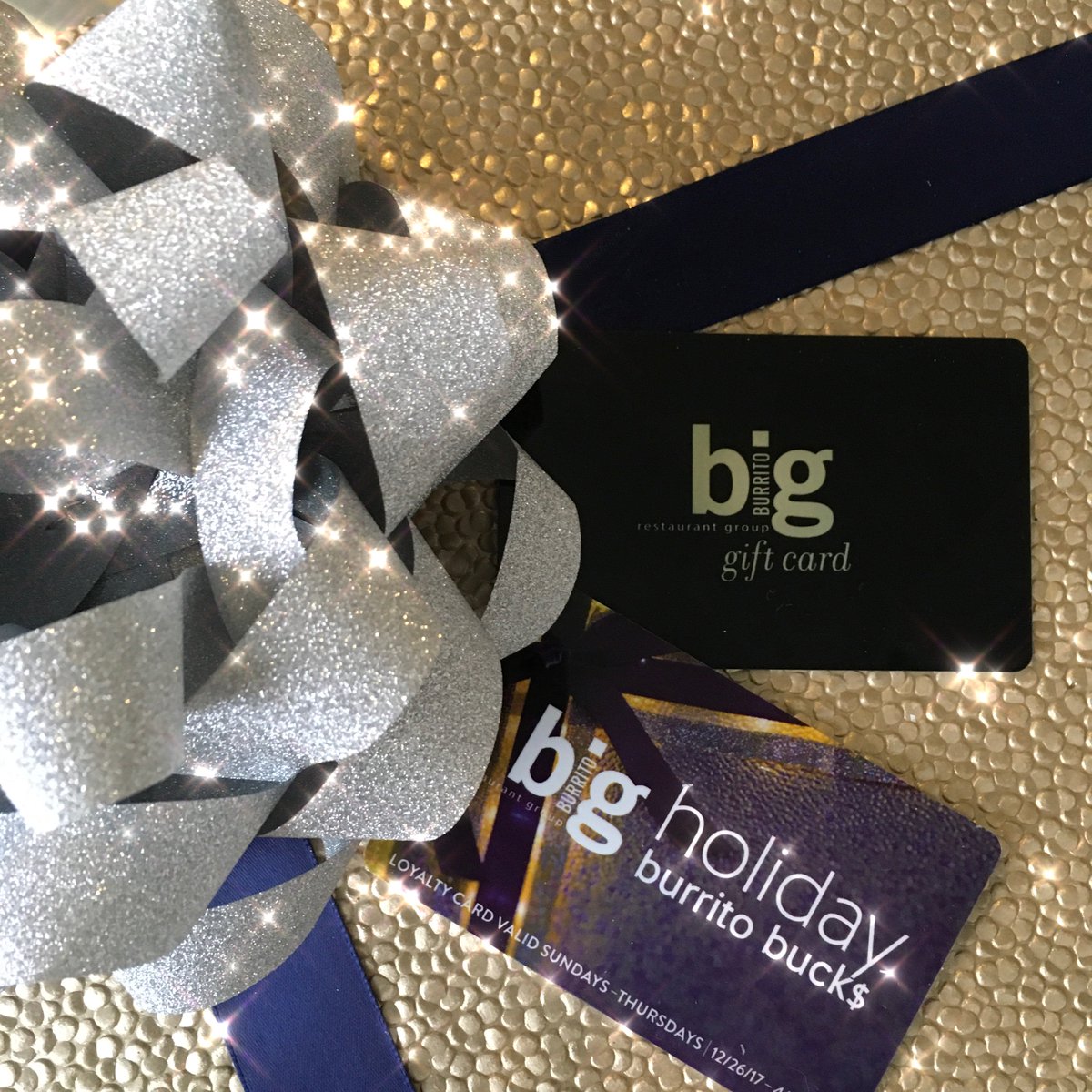 There’s still time to purchase a big Burrito gift card and get a little something for yourself as well! Through Monday, 11/27, earn $25 in Bonus Holiday Burrito Bucks for every $100 you spend on gift cards! Get $10 for every $50. secure.bigburrito.com