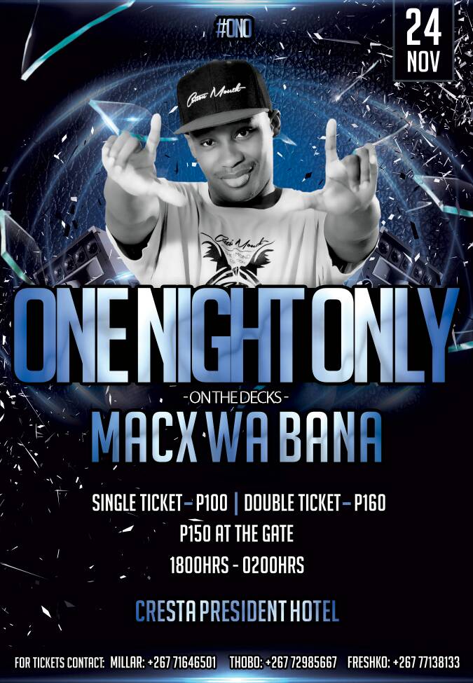 1NightOnlyEvent's tweet photo. 2Days To Go ..... Be Sure To Catch @MacxWaBana At The One Night Only Event On The 24th Of November At Cresta President Hotel #ONO https://t.co/ZO1OFhixq7
