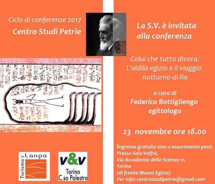 Giovedì non mancate alla conferenza dei nostri amici del #Centrostudipetrie! Si parlerà di Aldilà nell’antico Egitto. Eccovi la locandina <a href="/EdoardoArpaia/">Sguardi su Torino</a> @archeodandy <a href="/berognina/">MartaB.</a>