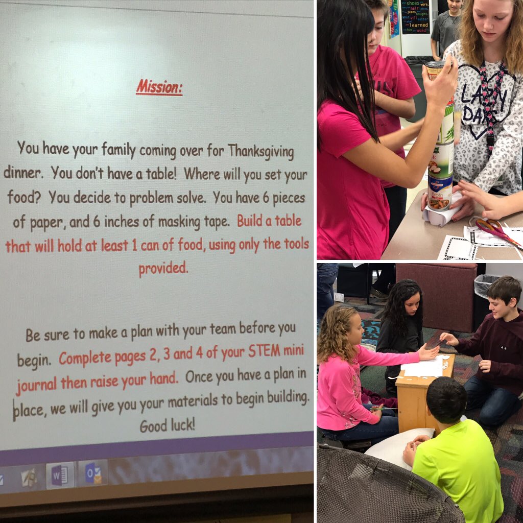 FRCSBarnes's tweet photo. 5th graders #collaborate to create Thanksgiving dinner tables. #warh #stem @monroenews https://t.co/BqAQDek02k