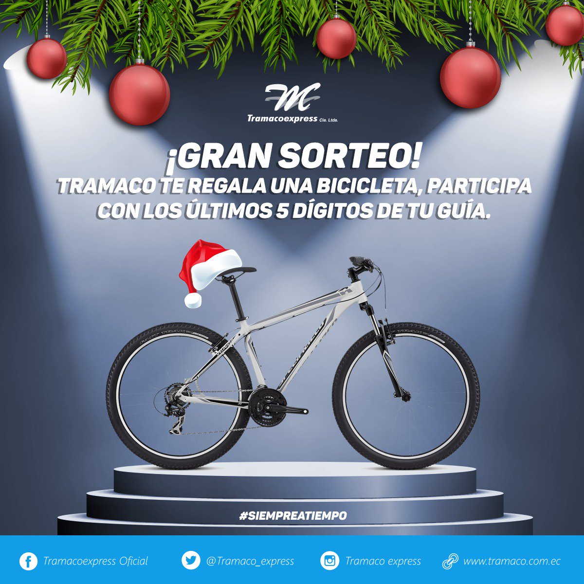 #Tramaco sorteará los últimos 5 últimos dígitos de tu guía para regalarte una espectacular bicicleta.
Aplica a guías mayores a $10 y envíos a partir de 21 de noviembre del 2017