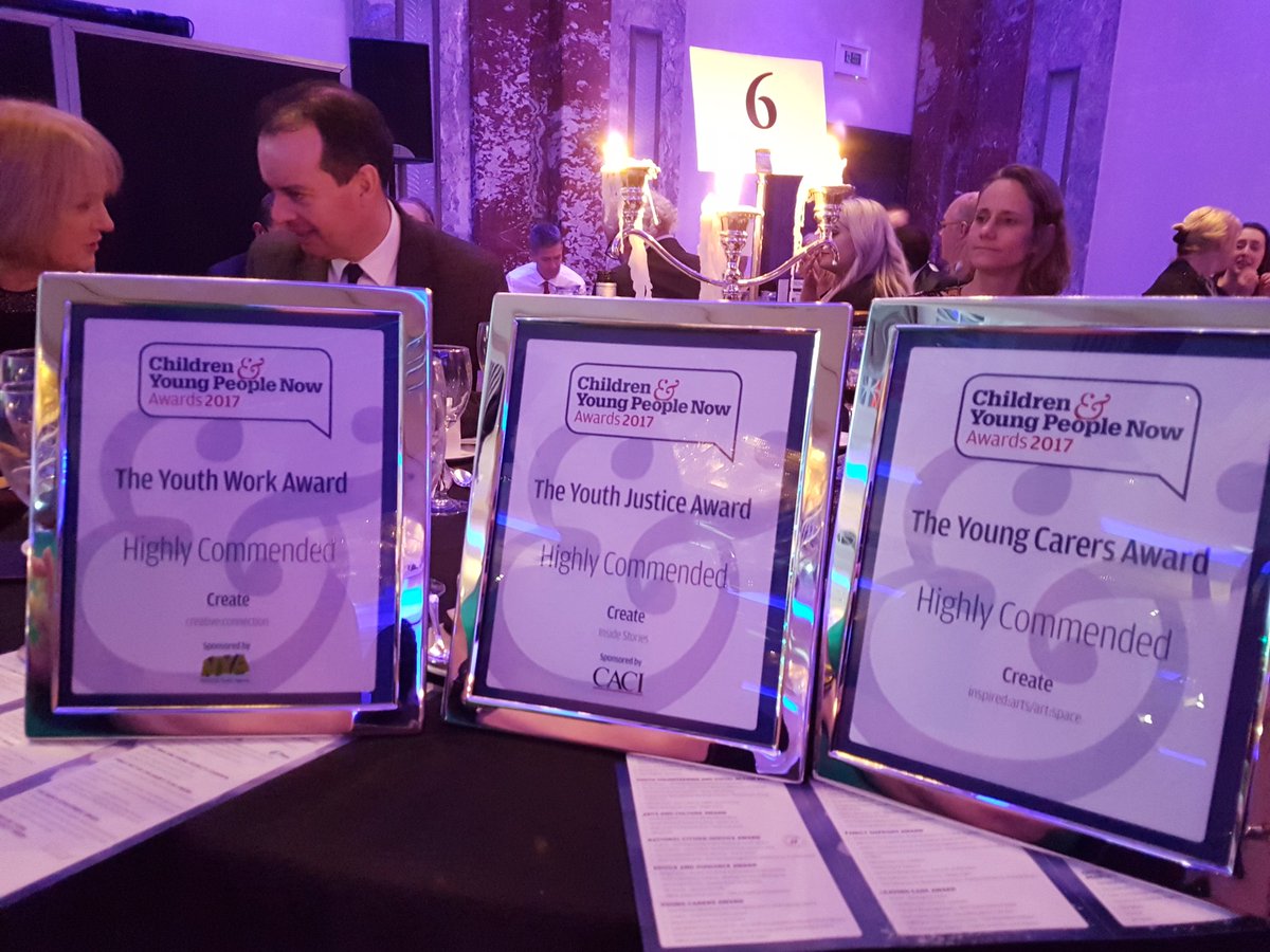 We have just won 3 Highly Commended #cypnowawards: youth justice; young carers; youth work. Proud of empowering lives across the UK. So excited!
