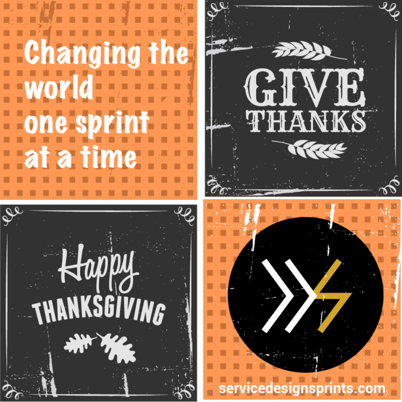 Happy Thanksgiving! 
We’re thankful for the opportunity our Sprint Masters have to change the world, one sprint at a time! #designsprint
