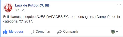 Felicitamos a la <a href="/LigafutbolCUBB/">Liga futbol CUBB</a> por tener semajante equipo en su organización, hasta la "A" no paramos.