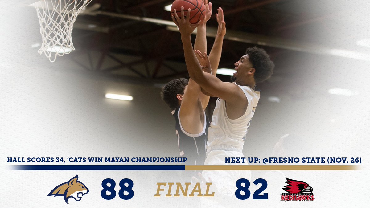 MSUBobcatsMBB's tweet photo. Bobcats win! We hold off SEMO for the Mayan Division 🏆 at the @CancunChallenge! #GoCatsGo https://t.co/5cr38y4uWX