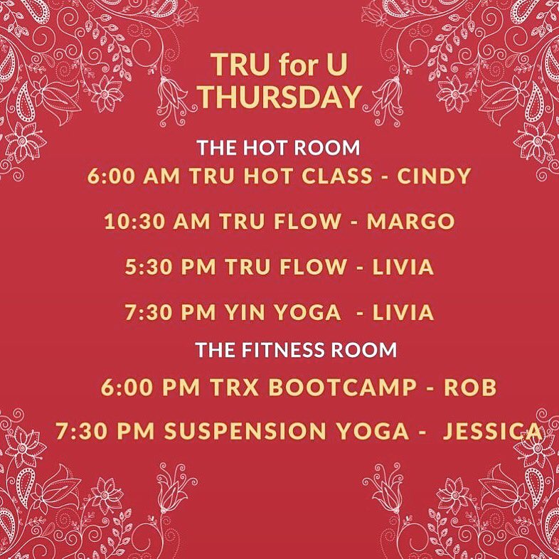 TruHotYoga's tweet photo. Thursday’s schedule
#truforu https://t.co/T7Q3pq6ZzV