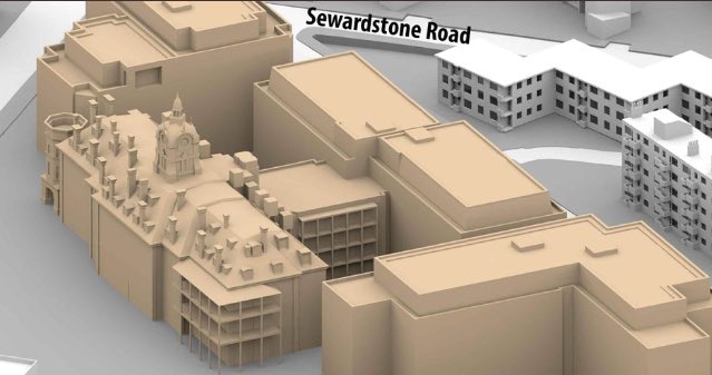 SaveChest's tweet photo. Today Tower Hamlets received the revised Chest Hospital plans. Consultation opens in a few days. Will it still look like this pic?: Huge blocks, dug up ancient Mulberry tree, Conservation Area trampled, listed heritage buildings demolished and overwhelmed, minimal social homes? https://t.co/gi5BlIv66q