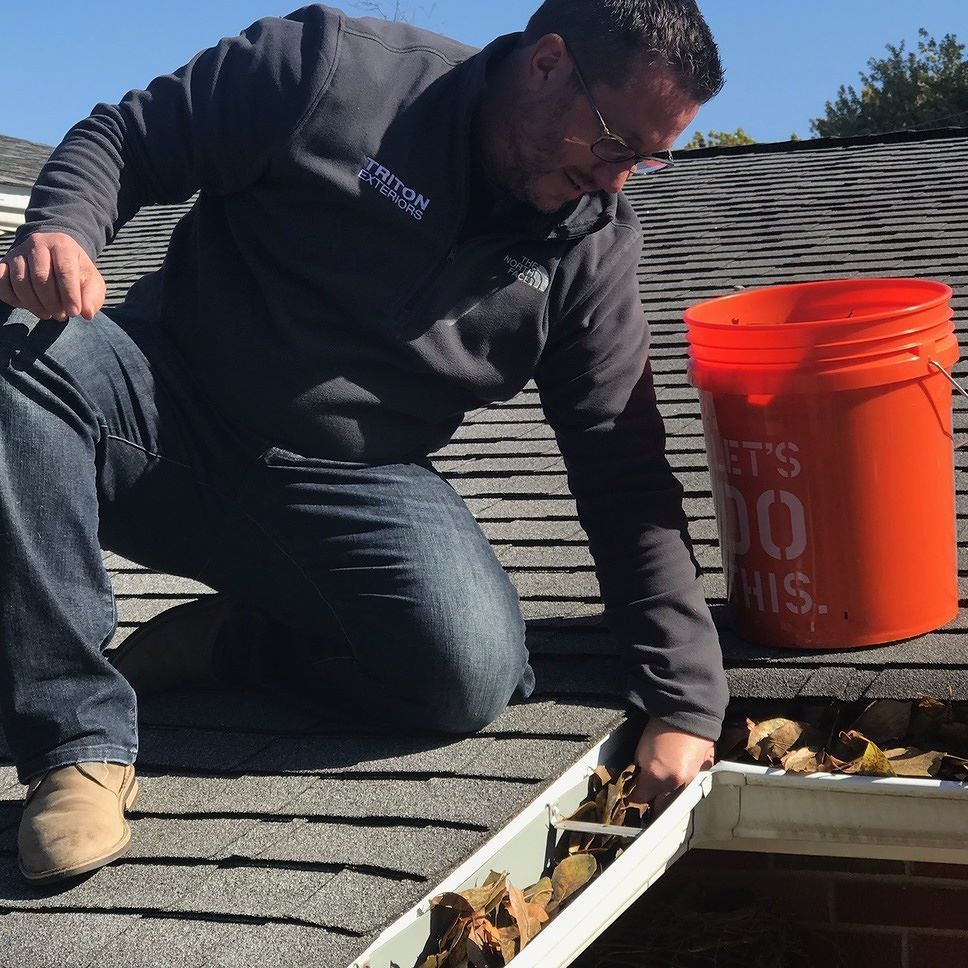 That's our fearless leader cleaning gutters! If you know anyone over the age of 65 who need their gutters cleaned, email us! We'll do it for free! info@triton-stl.com #letsdothis #tritonext #stl #payitforward #dogood #guttercleaning #philanthropy #stlgives