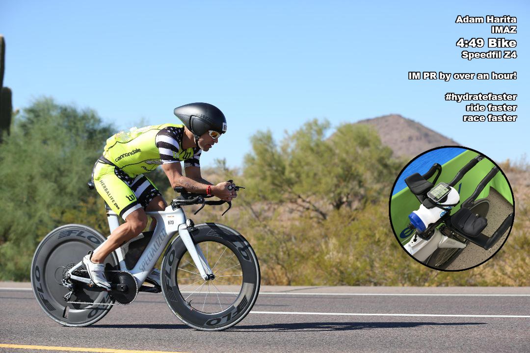 speedfil's tweet photo. @teamharita crushes IM PR by over an hour at #IMAZ Speedfil Z4 equipped 4:49 bike split #hydratefaster ride faster race faster https://t.co/YCcySMN2k9