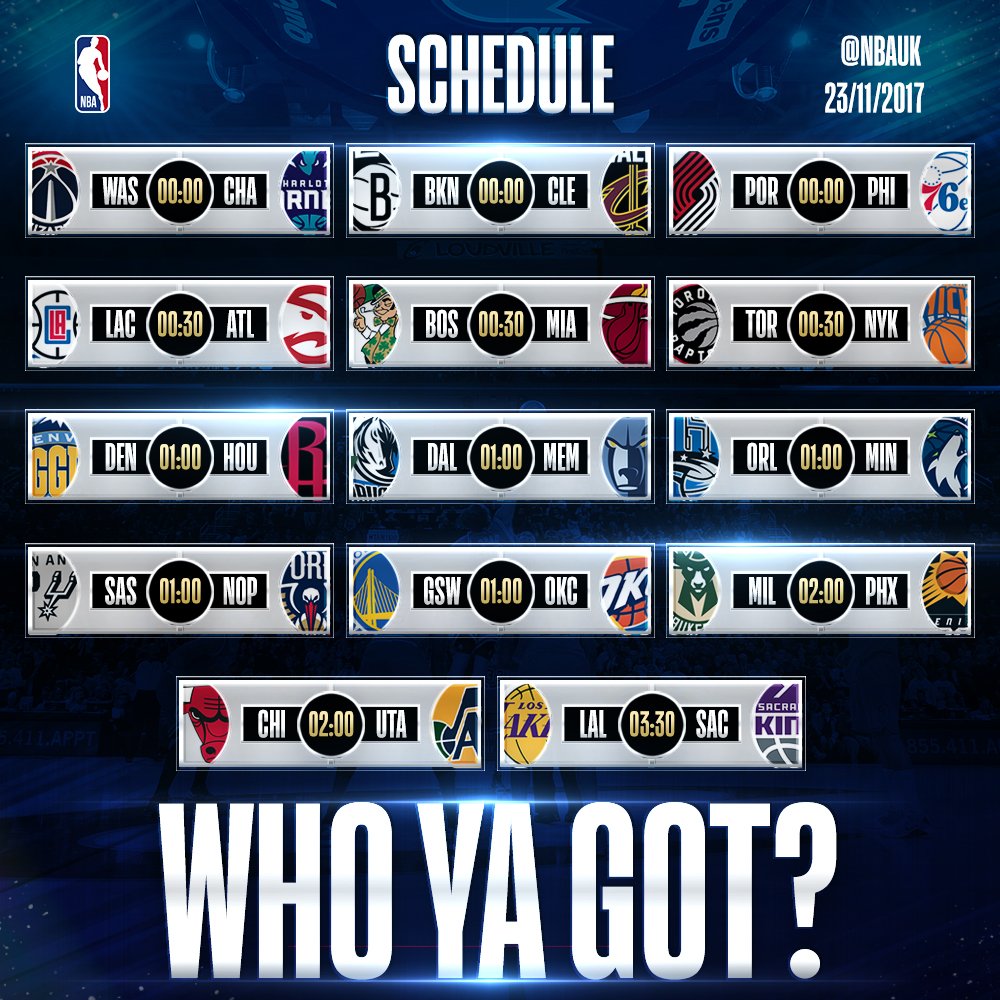 NBAUK's tweet photo. ๐๐ | A monster night of #NBA action with 28 Teams in action! Which games are you catching tonight? https://t.co/s162sjZKOH