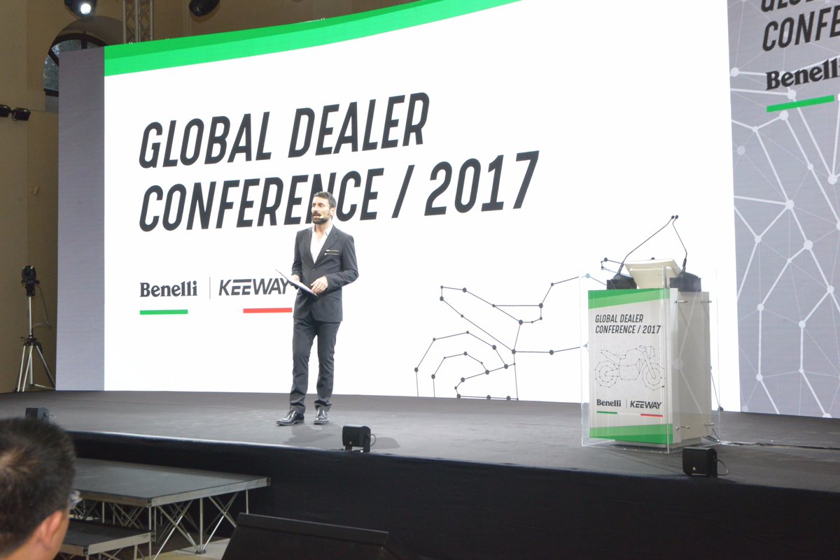UnikEventi's tweet photo. Our charming presenter has been driven to @FieraMilanoSpa hosting @BenelliMoto_ press conference at #EICMA2017 which introduce the new models. Plus some shots from the next day #Benelli &amp; @KeewayGlobal Dealer Conference #motorcycles #eicma #unikentertains https://t.co/YnXBeN55s9