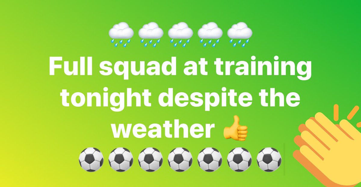 All 16 lads at training tonight despite the weather! That’s dedication for you.  . ⚽️