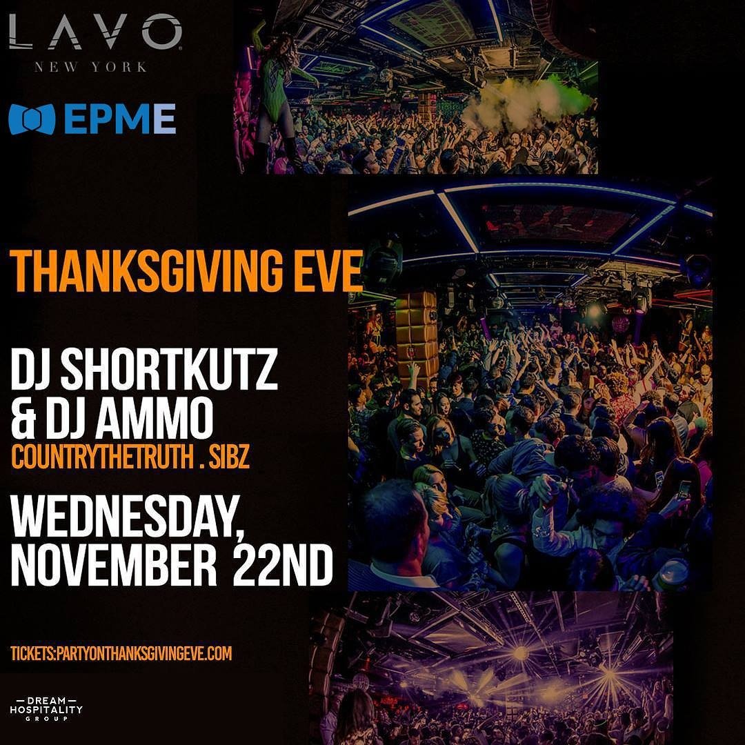 EPMEvents's tweet photo. @LAVONY #Thanksgiving Eve 2017!
Get your tickets now!
https://t.co/FWSOpNVyBI
Music by @DJShortKutz and DJ Ammo!
#EPMNightlife https://t.co/WA4QS3L9oM