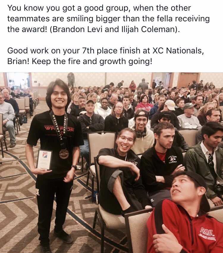 BaconeXC's tweet photo. Warriors placed 16th at Nationals, and Brian takes home 7th overall! Brian will look at being in the title mix come Indoor! (He had a year off when we got him to start back into training this past May!) https://t.co/ttOOHhzlh8
