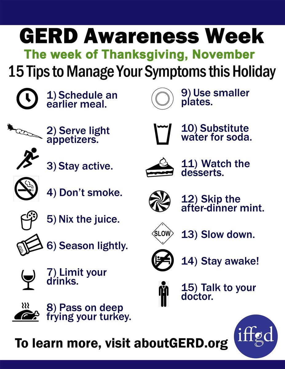 refluxsolutions's tweet photo. Don’t let #GERD ruin a day to be celebrated with friends and family. Check out these helpful hints on how to manage your Gerd this holiday season. #GERDWEEK https://t.co/fwvzwF1LYl