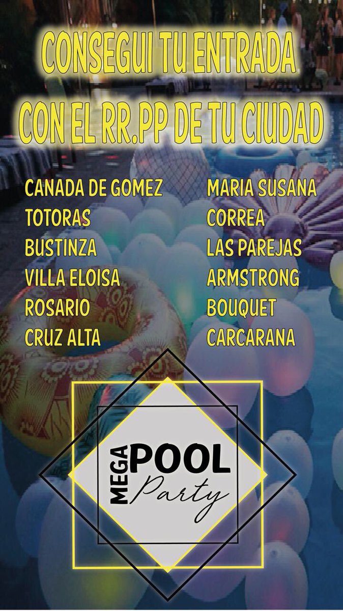 AldiPetterini's tweet photo. Entradas en venta!!! #MegaPoolParty https://t.co/BX7CKShnPx