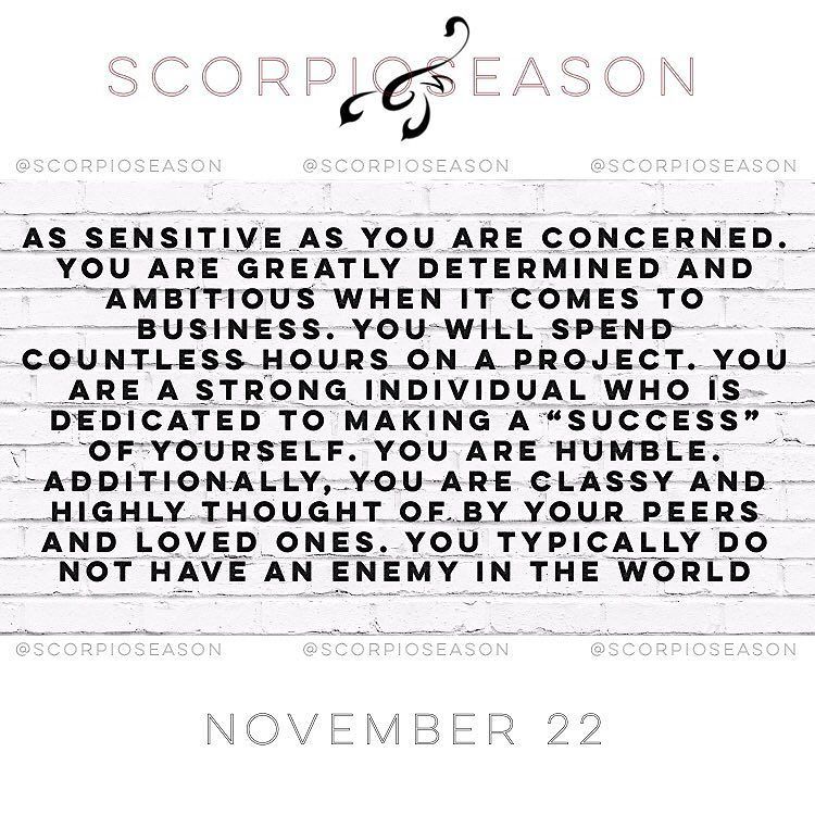 ScorpioSeason's tweet photo. ScorpioSeason | November 22

As sensitive as you are concerned. You are greatly determined and ambitious when it comes to business. You will spend countless hours on a project. You are a strong individual who is dedicated to making a “success” of yoursel… https://t.co/HsAswi6Q34 https://t.co/3Oxc2yUoA4