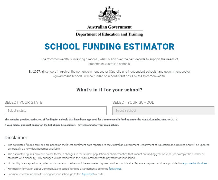 ahisa_national's tweet photo. An improved version of the Australian Government's #Schools Funding Estimator now available https://t.co/EtyWX09Xa4 #SESReview https://t.co/NhpteBFGzZ