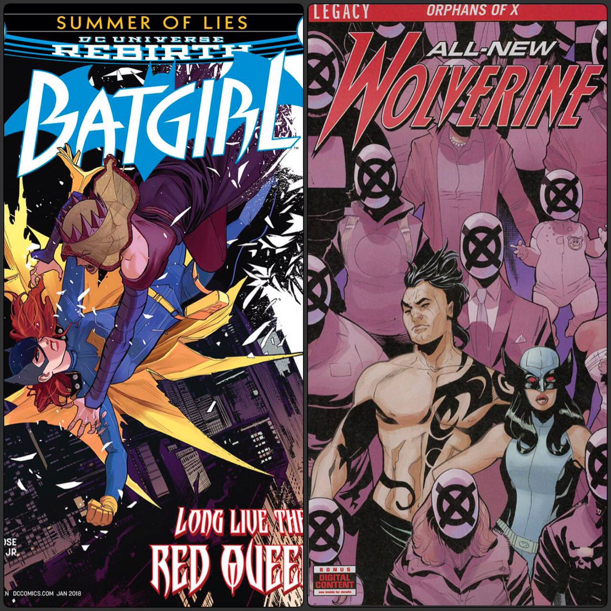 kittystavern's tweet photo. My #GWKA #NewComicBookDay picks for this week. #DC #Batgirl #Marvel #AllNewWolverine #ncbd https://t.co/wZRfLD4C62